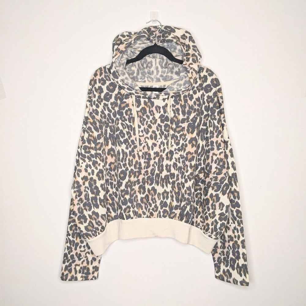 BP. Cropped Leopard Print Pullover Hoodie - Picture 3 of 10